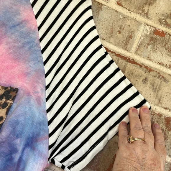 Lovely Souls Blue Pink Tie Dye Raglan Short Sleeved T-shirt - Picture 4 of 9